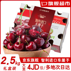 松筱 车厘子次日达5kg-2.5kg智利大樱桃水果原箱礼盒装年货节 2.5kg礼盒装XL级 24