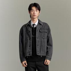 GXG 秋季GXG男士莱赛尔休闲宽松翻领牛仔夹克外套男上衣