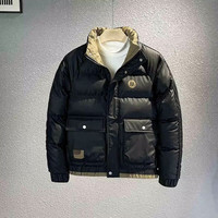 梵意凯潮牌痞帅立领工装外套男士秋冬季潮流休闲棉服修身轻薄款棉衣 黑色 3XL