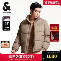 杰克琼斯 杰克·琼斯（JACK&JONES）潮流休闲时尚舒适立领面包服鸭绒羽绒服短款外套男装224412043 E11 浅卡其 195/112A/XXXL