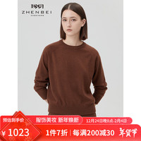 珍贝【可机洗羊绒衫】简约圆领纯色套头针织衫女秋冬新款31055