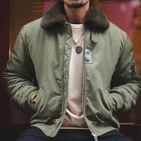 马登(Maden)美式B15飞行员夹克男秋冬复古翻毛领棉服外套保暖加厚上衣