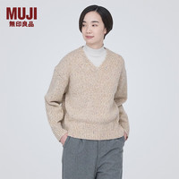 無印良品 MUJI（無印良品 ） 女式 羊毛混纺 V领毛衣 长袖针织衫 女装 上衣 BA1O0A3A 燕麦色 S （155/80A） S 155/80A