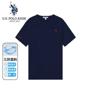 百亿补贴：U.S. POLO ASSN. U.S. POLO ASSN春季纯棉圆领短袖三防简约刺绣舒适百搭t恤透气