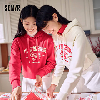 森马（Semir）卫衣女短款印花2024红色外套101124116005 中国红60650