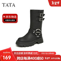 他她冬时尚厚底百搭骑士靴W5P01DS3 黑色(绒里) 34
