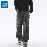 真维斯(Jeanswest)2024牛仔裤男迷彩工装裤美式秋冬裤子休闲裤直筒宽松冬季加厚长裤 迷彩【松紧腰款】 XL