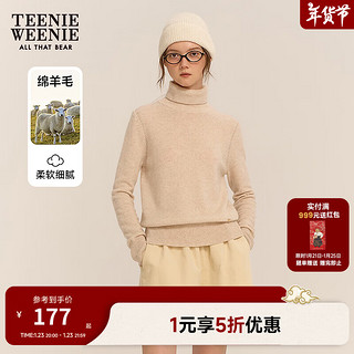 Teenie Weenie小熊高领毛衣2024年秋冬简约慵懒风针织衫 燕麦色 S (160)