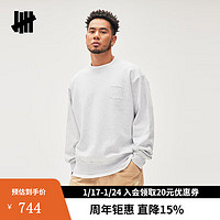 UNDEFEATED 五条杠春季复古毛边落肩宽松版毛圈圆领卫衣 星空灰 XXL