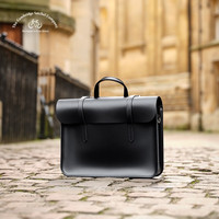 Cambridge Satchel The Cambridge Satchel Company英国剑桥包MusicCase黑色音乐包 男女单肩手提公文商务包 邮差包 经典黑