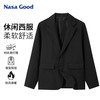 NASA GOOD西服男秋季韩版潮流商务休闲夹克衫伴郎单外套上衣正装 黑L 黑色
