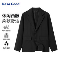 NASA GOOD西服男秋季韩版潮流商务休闲夹克衫伴郎单外套上衣正装 黑