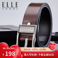 ELLE HOMME法国品牌皮带男真牛皮针扣式男士腰带百搭款父亲 【专柜礼盒】902065时尚百搭 115cm (150-170适用)