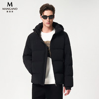 MANGANO曼加龙【轻奢衣服】男装羽绒服鹅绒秋冬奢侈品简约连帽90绒 黑色 52 (180/100A)
