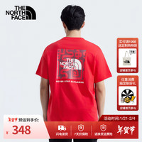 北面(The North Face)短袖T恤「新年蜕变」款户外宽松舒适半袖上衣25|8CFU 682/曜日红 XS /160