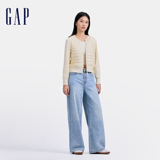 GAP女装2024秋季字母logo拼接羽绒填充外套保暖夹克634171 米色 155/76A(XS)亚洲尺码