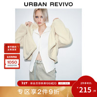 UR冬季女装时尚立领宽松绒感新年战袍外套UYY140063 本白 (偏宽松) XS