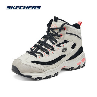 斯凯奇（Skechers）奶茶熊加绒款丨女鞋冬季高帮保暖运动鞋子增高老爹鞋雪地靴棉鞋女 自然色/黑色/NTBK 36.5