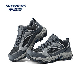 斯凯奇（Skechers）【王星越同款】2024年秋冬男女云霄防水徒步鞋缓震轻盈中帮户外鞋 炭灰色/蓝色/CCBL 45.5