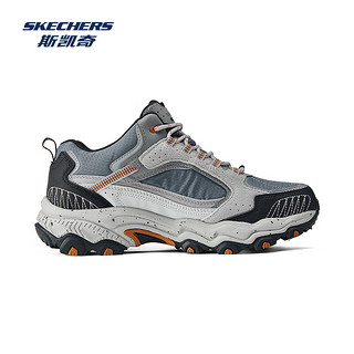 斯凯奇（Skechers）【王星越同款】2024年秋冬男女云霄防水徒步鞋缓震轻盈中帮户外鞋 灰色/橘色/GYOR 43