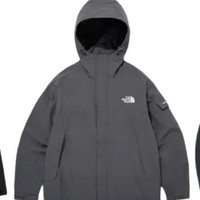 THE NORTH FACE 北面 新款刺绣肩章防风防水连帽纯色冲锋衣男女同款 灰色S