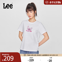 李 Lee25早春新品标准版圆领蝴蝶图案印花女短袖T恤休闲LWT0098704LE