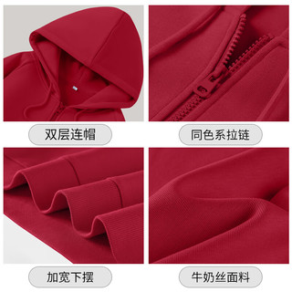 MJ STYLE插肩袖红色过年衣服女2025春季宽松短款小个子连帽外套开衫 车厘子红/纯色