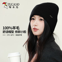 TUCANO啄木鸟纯羊毛帽子女秋冬保暖毛线帽帽子女士针织帽月子帽冬季防寒帽护耳
