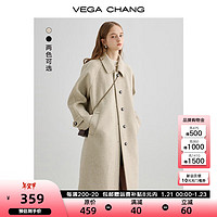 VEGA CHANG 毛呢大衣女中长款2024冬新款爱心扣高级感外套 燕麦色 L