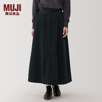 無印良品 MUJI(無印良品 )女式木棉混灯芯绒宽摆轻便长裙长半身裙美拉德女秋冬款裙子24年冬 黑色 (165/70A)