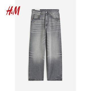 H&M 男装牛仔裤夏季棉质高腰休闲直筒宽松时尚长裤1130309 浅灰牛仔 170/74A 29/30