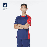 迪卡侬（DECATHLON）羽毛球服t恤羽毛球短袖运动服套装透气轻量系列 蓝红色男士上衣 L