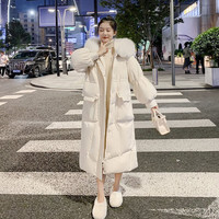 LEDE羽绒服女中长款2024新款宽松显瘦冬季轻薄新国标羽绒女外套 130-160斤