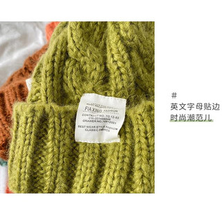 杜森纳针织帽毛线帽女大头围显脸小帽子冬季女加厚保暖堆堆帽男户外冷帽 蓝色