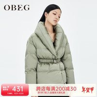 OBEG欧碧倩冬装亮面泡芙羽绒服收腰量感保暖外套50424542   /165/38
