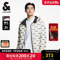 杰克·琼斯（JACK&JONES）秋冬简约潮舒适户外轻盈保暖直筒潮连帽羽绒服外套男装224423027 C43缎白色 185/104A/XL