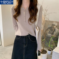 莫代尔2024秋冬新款ins显瘦小个子打底衫韩系修身百搭针织衫女长袖上衣 花驼色 L