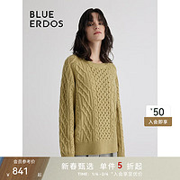 BLUE ERDOS 羊绒衫毛衣女秋冬圆领绞花简约宽松保暖毛衣套衫B236A0052 黄玉 165/84A/M