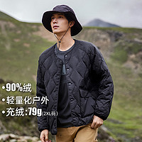 拓路者 Pioneer Camp 轻薄羽绒服男圆领潮流外套秋冬情侣短款上衣 男-黑色 2XL