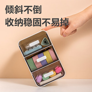 得力(deli)抽屉式桌面收纳盒办公室书桌居家整理文具化妆品置物架储物盒子 中号PK136