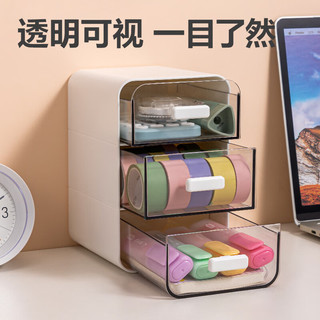 得力(deli)抽屉式桌面收纳盒办公室书桌居家整理文具化妆品置物架储物盒子 中号PK136