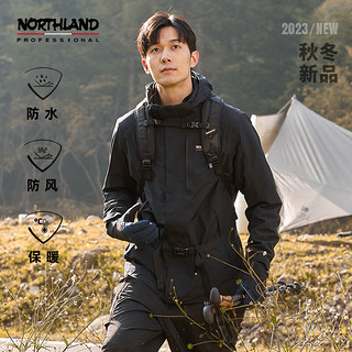 诺诗兰 GORETEX男三合一冲锋衣防泼防水户外徒步登山服NWJDH5633E 纯黑色 180/XL