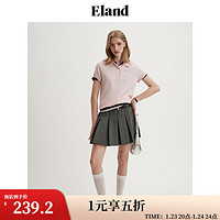 衣恋 ELAND衣恋短袖女翻领T恤舒适休闲POLO衫上衣24夏季 浅粉色(26)L/Pink M/165