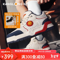 康龙男鞋冬季休闲鞋潮流厚底面包鞋男士板鞋增高运动鞋时尚鞋子男 白红蓝【脚瘦请拍小一码】 43