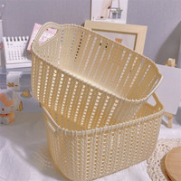 访客(FK)藤收纳筐收纳篮ins桌面化妆品收纳盒塑料篮子零食筐杂物储物篮 两只装