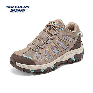 斯凯奇（Skechers）秋季岚霖女士防泼水徒步鞋耐磨抓地轻量缓震舒适 灰褐色/多彩色/TPMT 35