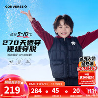 Converse匡威儿童马甲羽绒马甲2024冬季童装男童羽绒马甲 正黑色 140/68(S)
