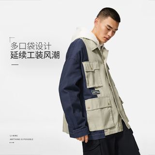 李宁 LI-NING男风衣外套宽松开衫翻领潮流休闲夹克休闲运动服AFDSD29-