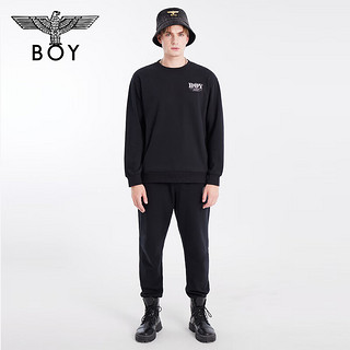 BOY LONDON【闪耀银币】秋季男女同款翅膀反光印花层次感圆领套头卫衣N03002 黑色 XS