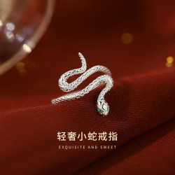 DTOTO 925银国风复古蛇形食指戒指 女尾戒